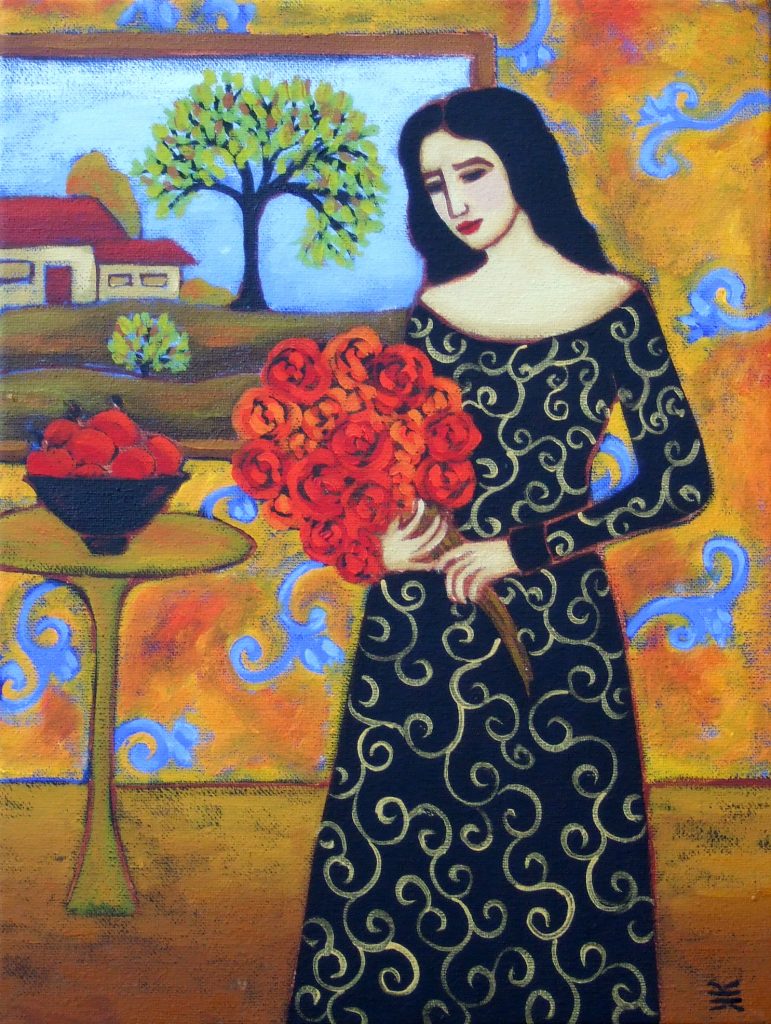 Woman with Apples and Roses