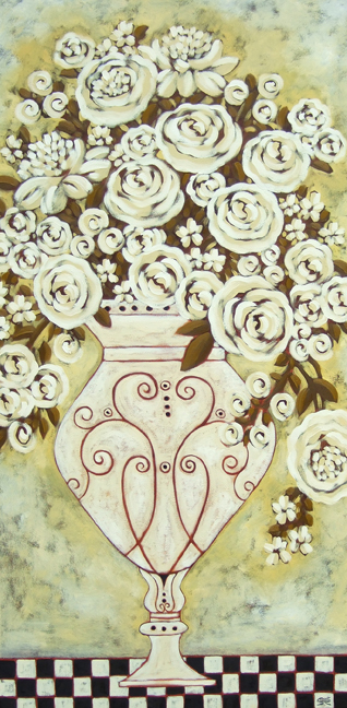 Ivory Roses with Viennese Vase