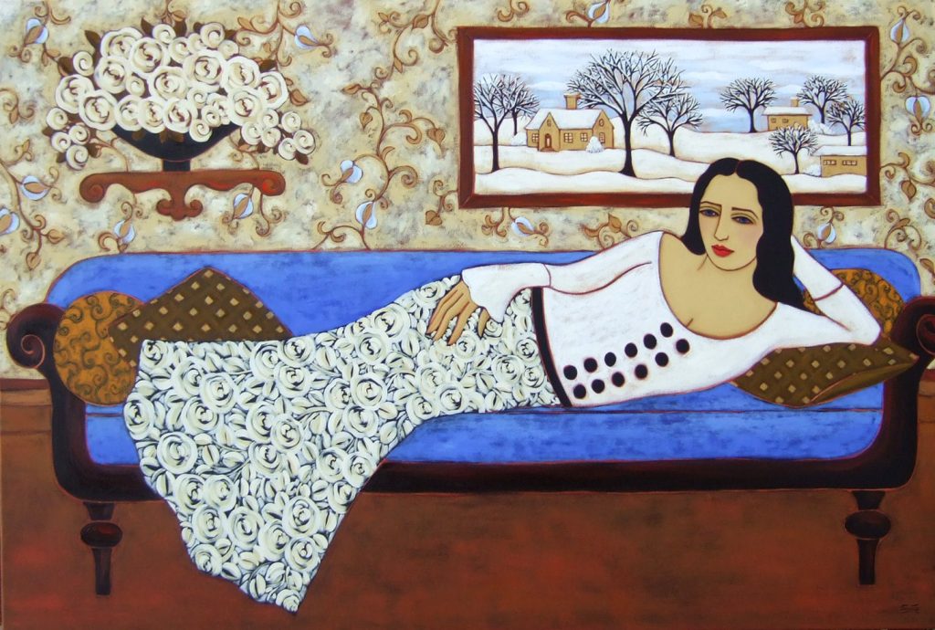 Woman with Winter Landscape